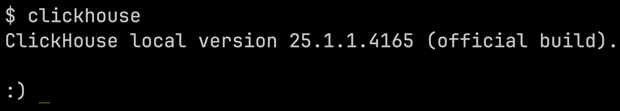 Default ClickHouse client prompt - Zoomed